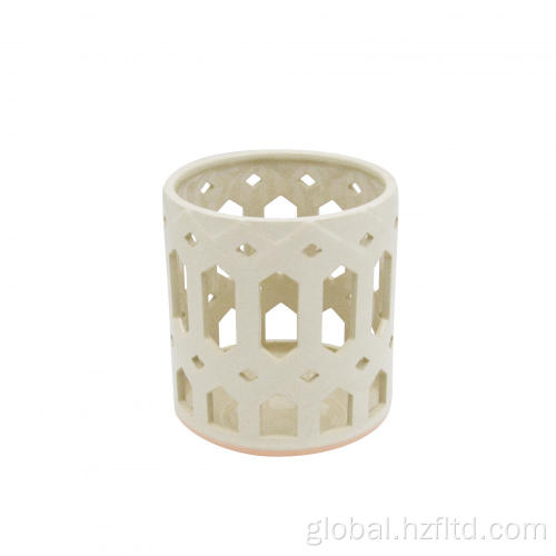 Candle & Tealight Holder White Ceramic Candle Holder with Pink Bottom Supplier